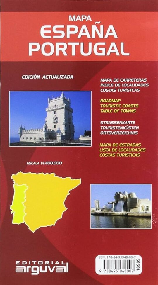 Mapa de Carreteras de España y Portugal, Escala 1:500.000 con Ind Ice de Pueblos (15ª Ed.)
