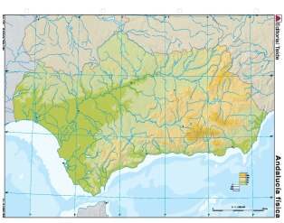 Mapa Mudo Andalucia Fisico Color N/E 17